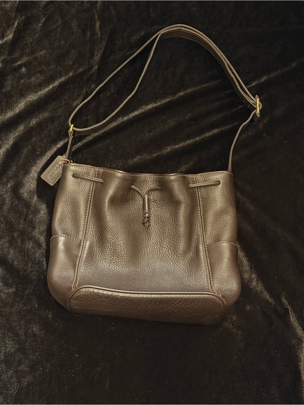 Coach Brown Leather Pebbled Shoulder Bag
